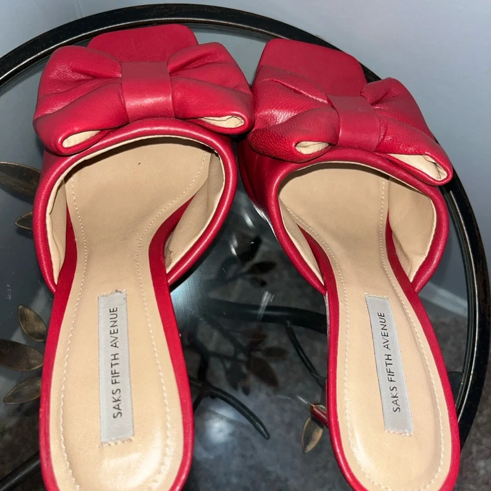 Puffed bow leather stiletto heels - Picture 3 of 5